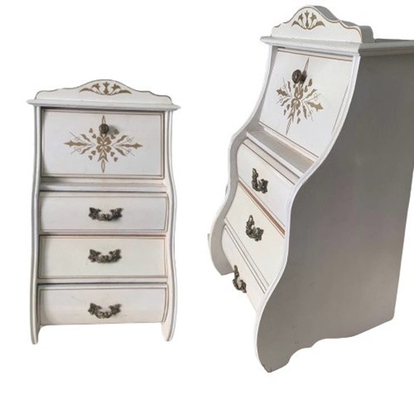 Musical White Wooden Jewelry Box // Mid Century London Leather Japan